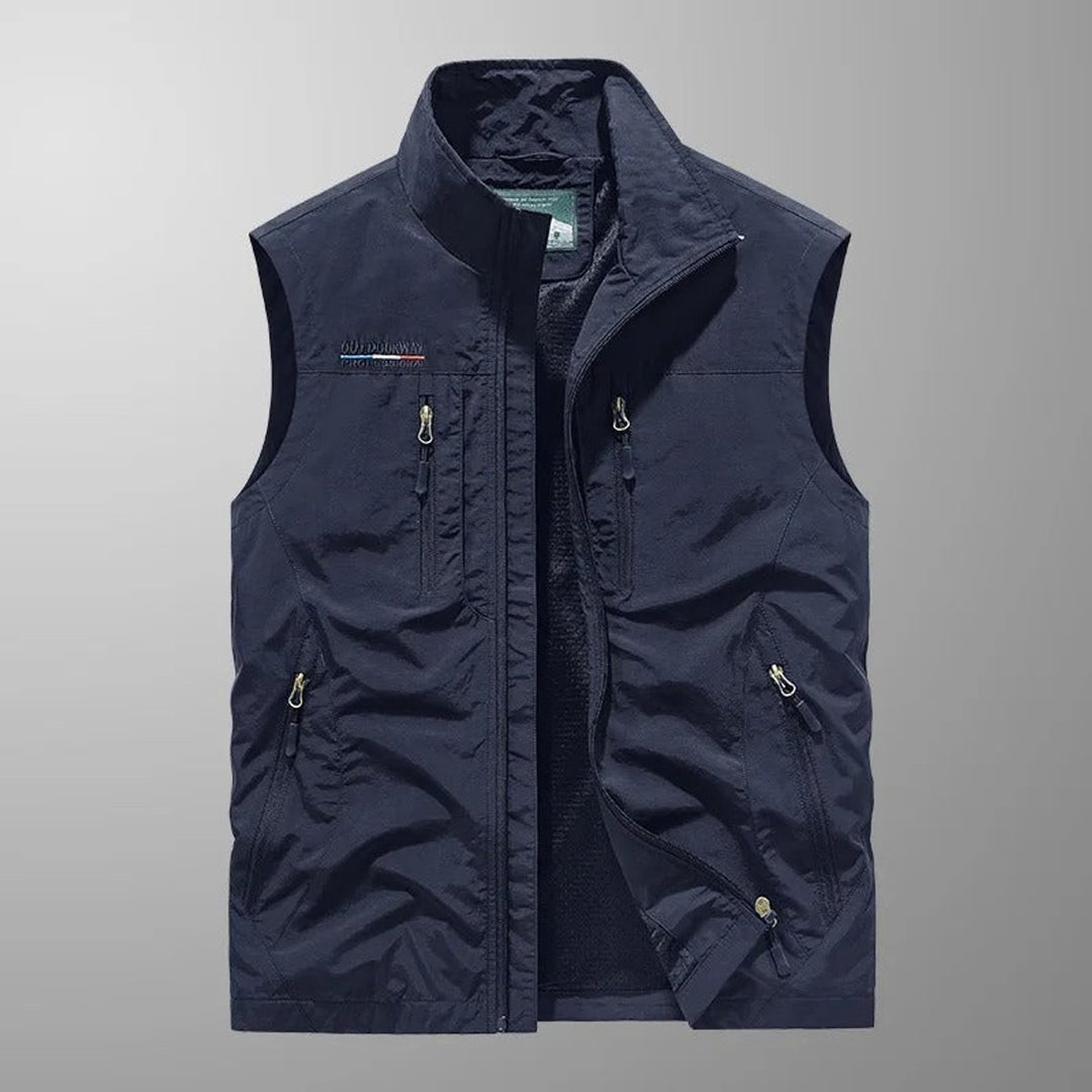 Mens Gilet Lightweight Breathable Multi-Pocket Outdoor Vest - Navy Blue