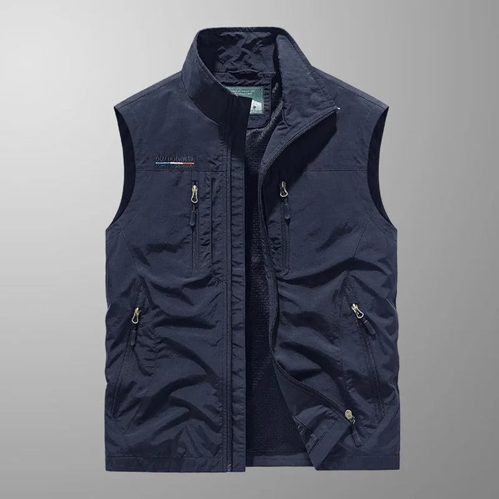 Mens Gilet Lightweight Breathable Multi-Pocket Outdoor Vest - Navy Blue