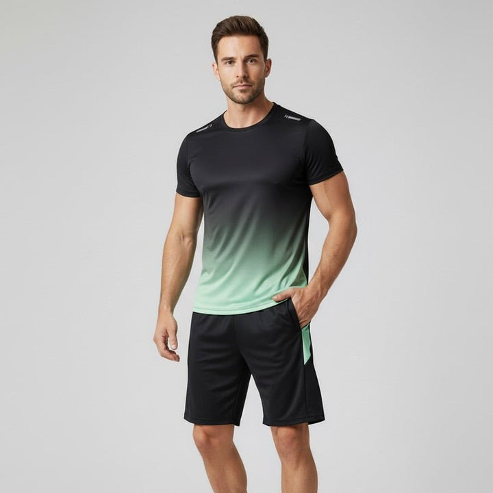 Men's Gradient Quick-Dry Breathable T-Shirt Shorts Activewear Set