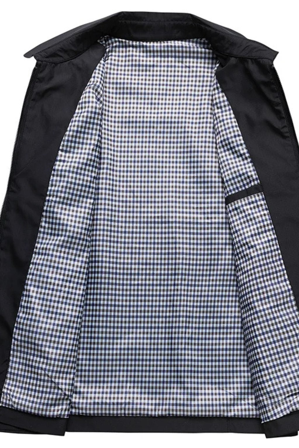 Men's Harrington Jacket Zip Front Collared Check Lining