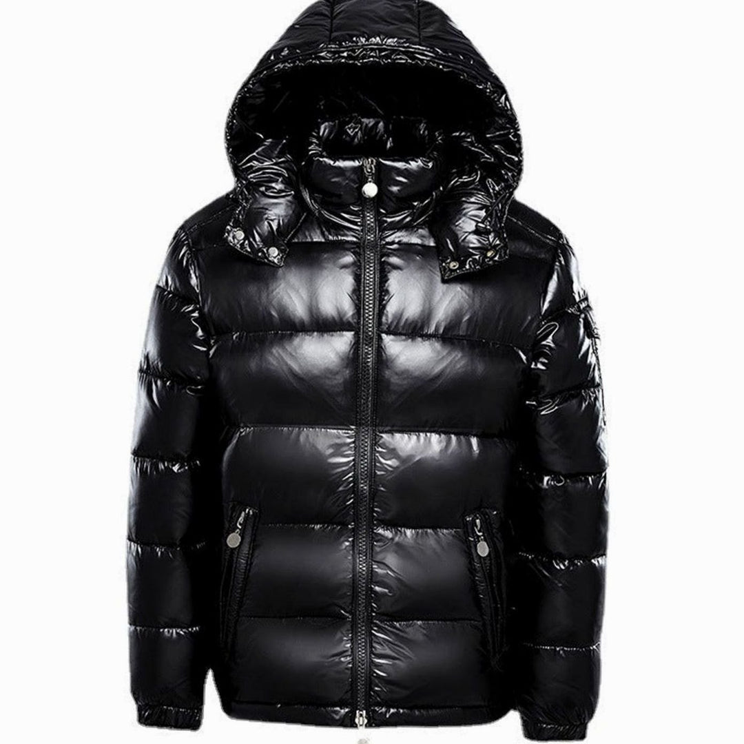 Men's Hooded Insulated Quilted Jacket Full-Zip Puffer - Black