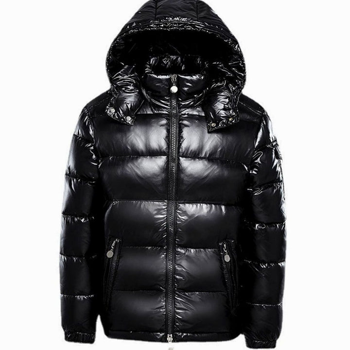 Men's Hooded Insulated Quilted Jacket Full-Zip Puffer - Black