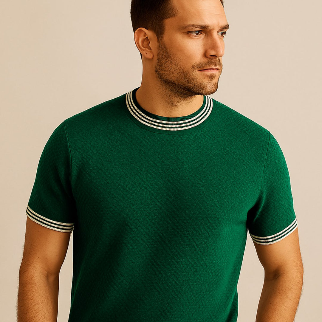 Mens Jumper Relaxed-Fit Short-Sleeve Cotton Crewneck Knit