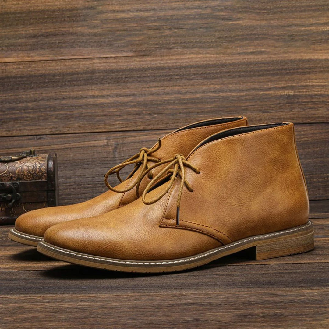 Men's Lace-Up Chukka Boots Ankle Faux Leather - Brown