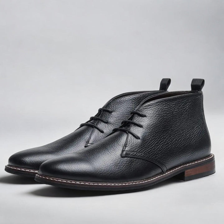 Men's Lace-Up Chukka Boots Ankle Faux Leather - Black