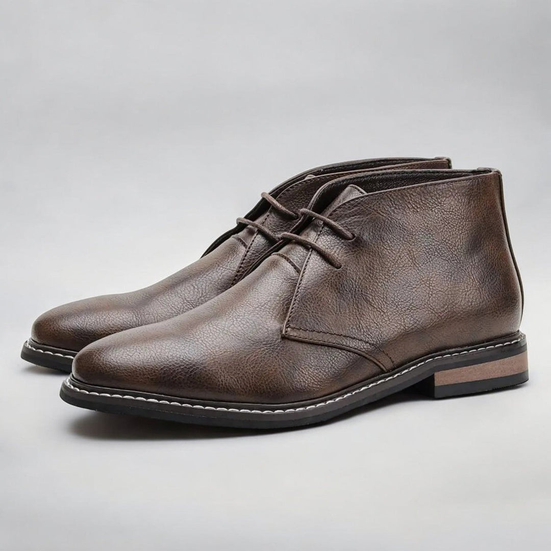 Men's Lace-Up Chukka Boots Ankle Faux Leather - Dark Brown