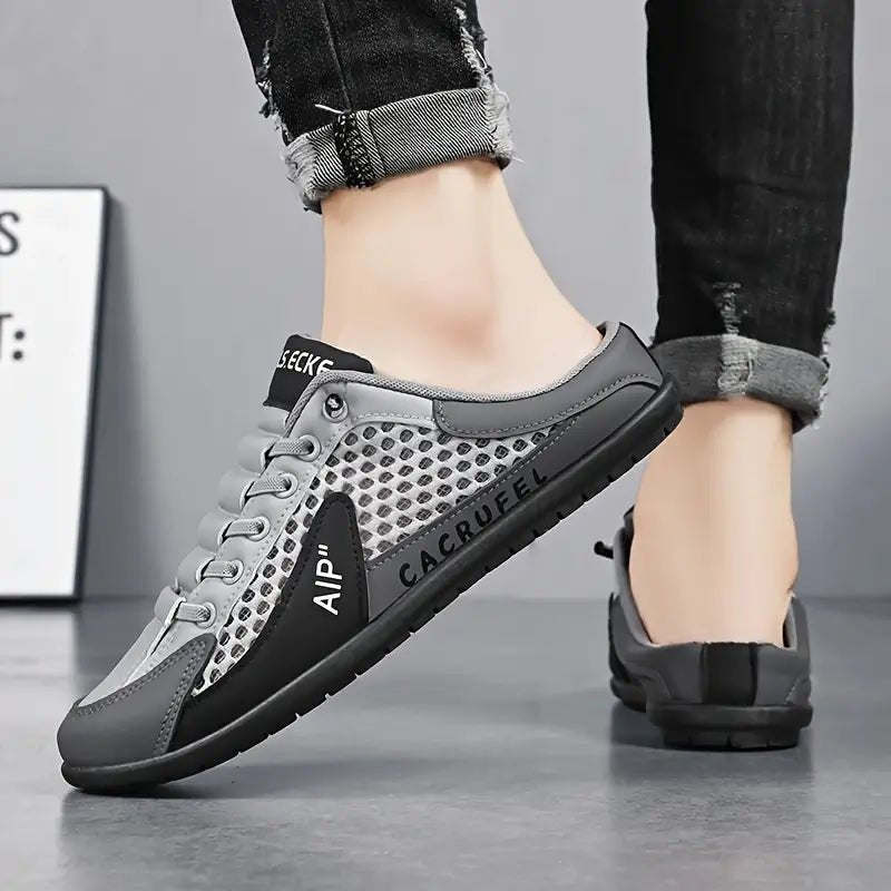 Men's Lace-Up Half-Shoe Backless Slip-On Trainers