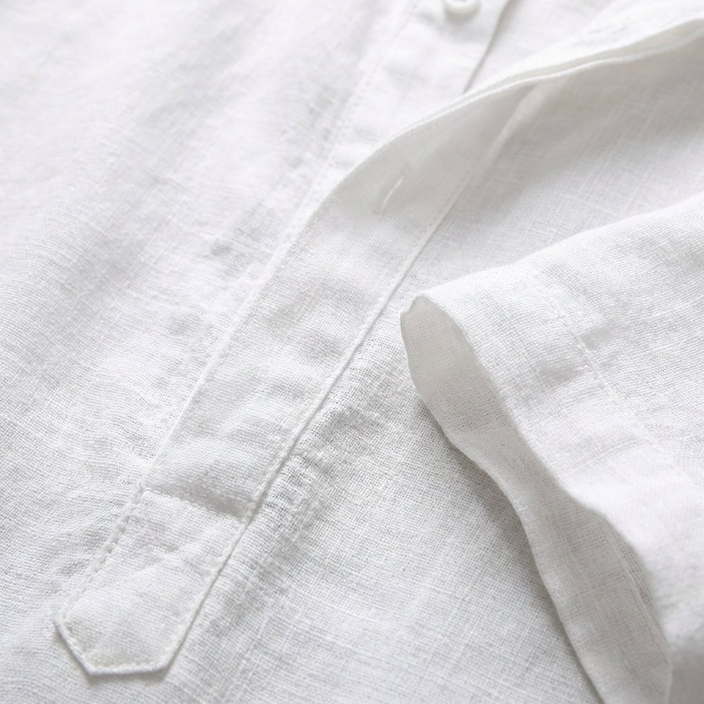 Men's Linen Mandarin Collar Henley Shirt