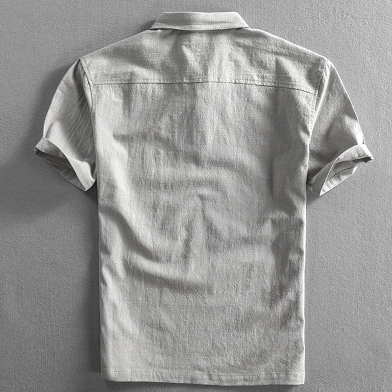 Men's Linen Short Sleeve Polo Shirt