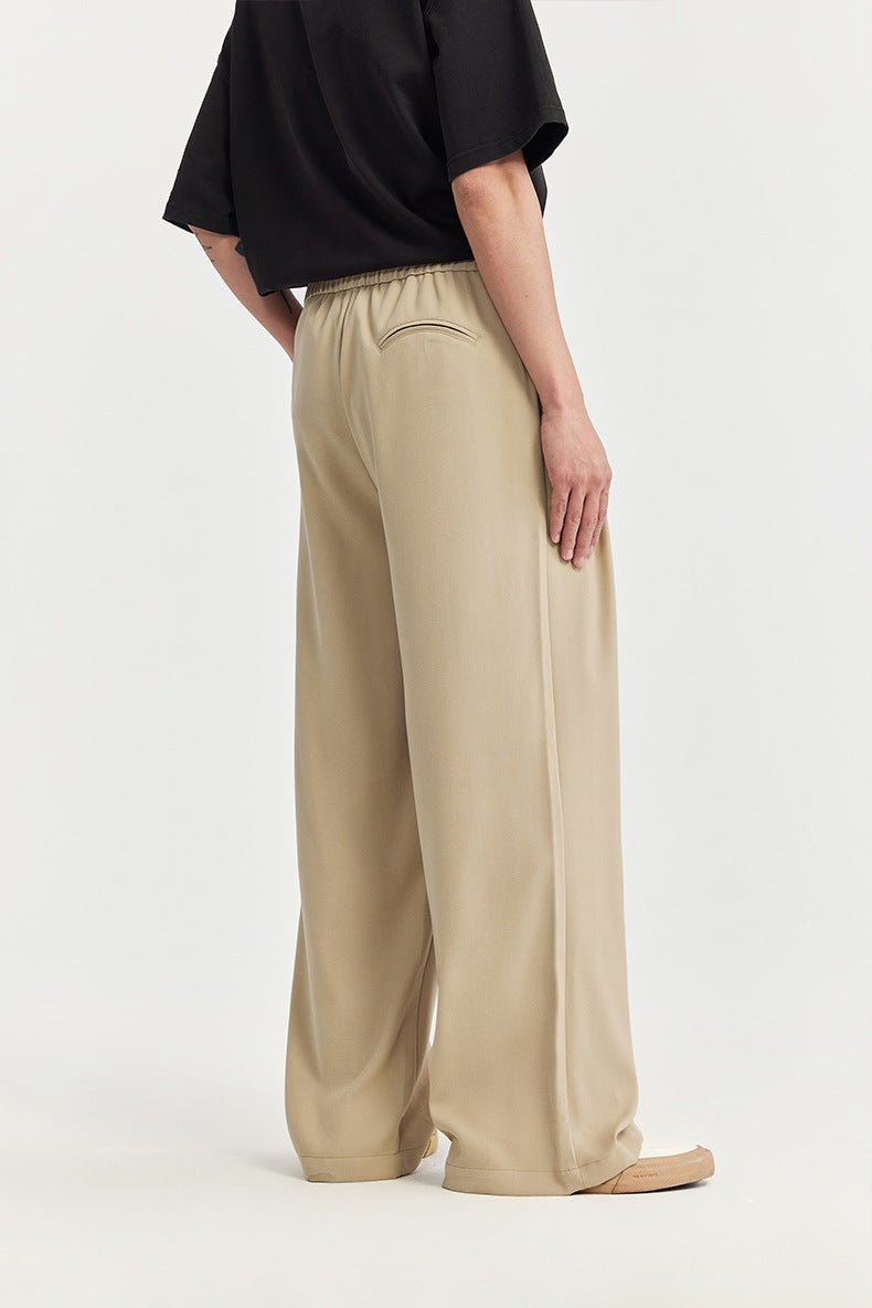 Men's Linen Wide Leg Drawstring Trousers Pleated