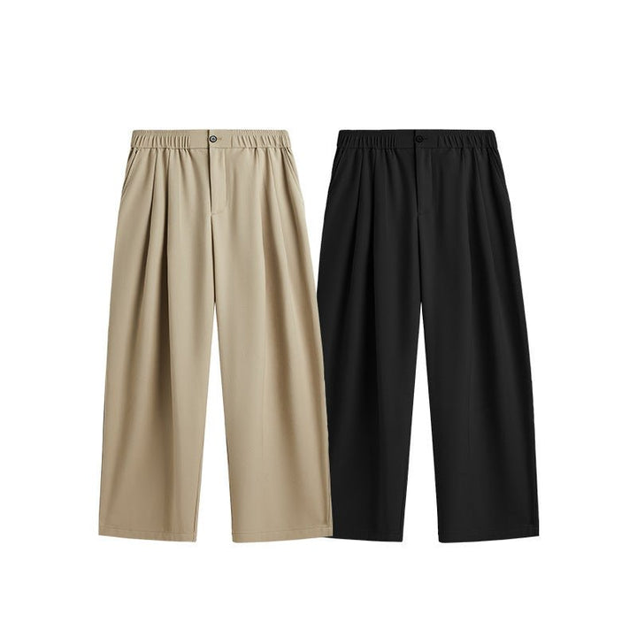 Men's Linen Wide Leg Drawstring Trousers Pleated