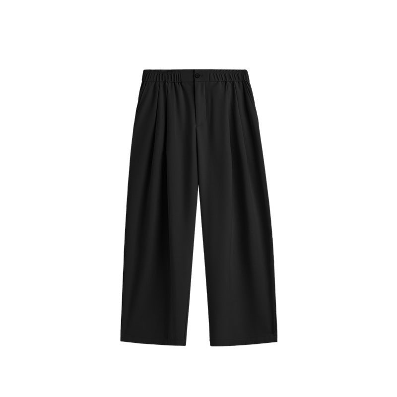 Men's Linen Wide Leg Drawstring Trousers Pleated