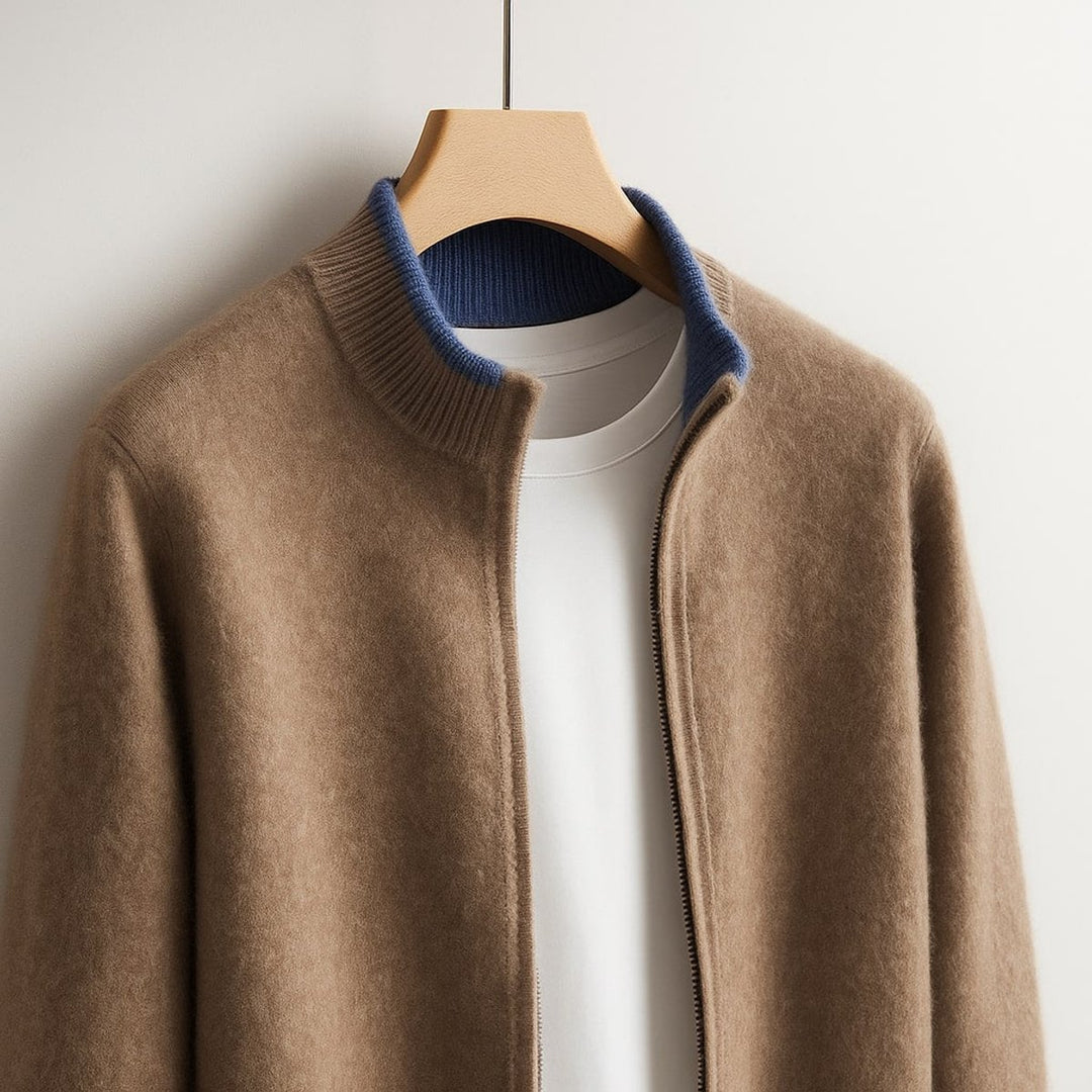 Men's Merino Wool Full-Zip Knit Mens Winter Coat Cardigan