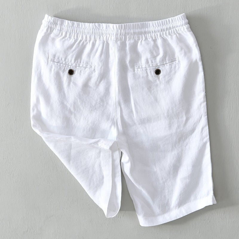 Men's Mid-Rise Relaxed-Fit Linen Drawstring Shorts