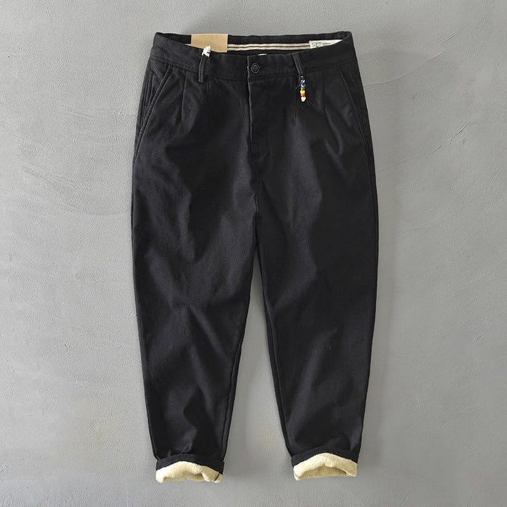 Men's Mid-Rise Tapered Chino Trousers - Black