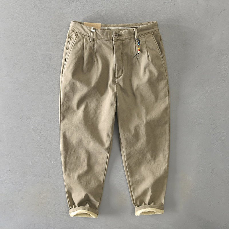 Men's Mid-Rise Tapered Chino Trousers - Beige