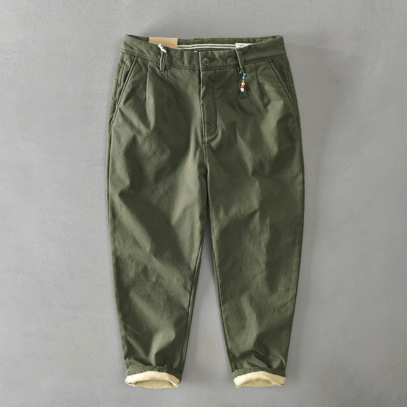 Men's Mid-Rise Tapered Chino Trousers - Green