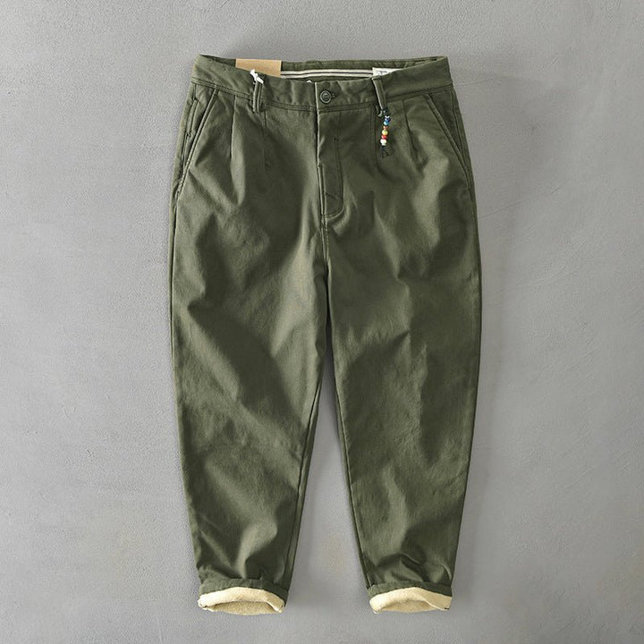 Men's Mid-Rise Tapered Chino Trousers - Green