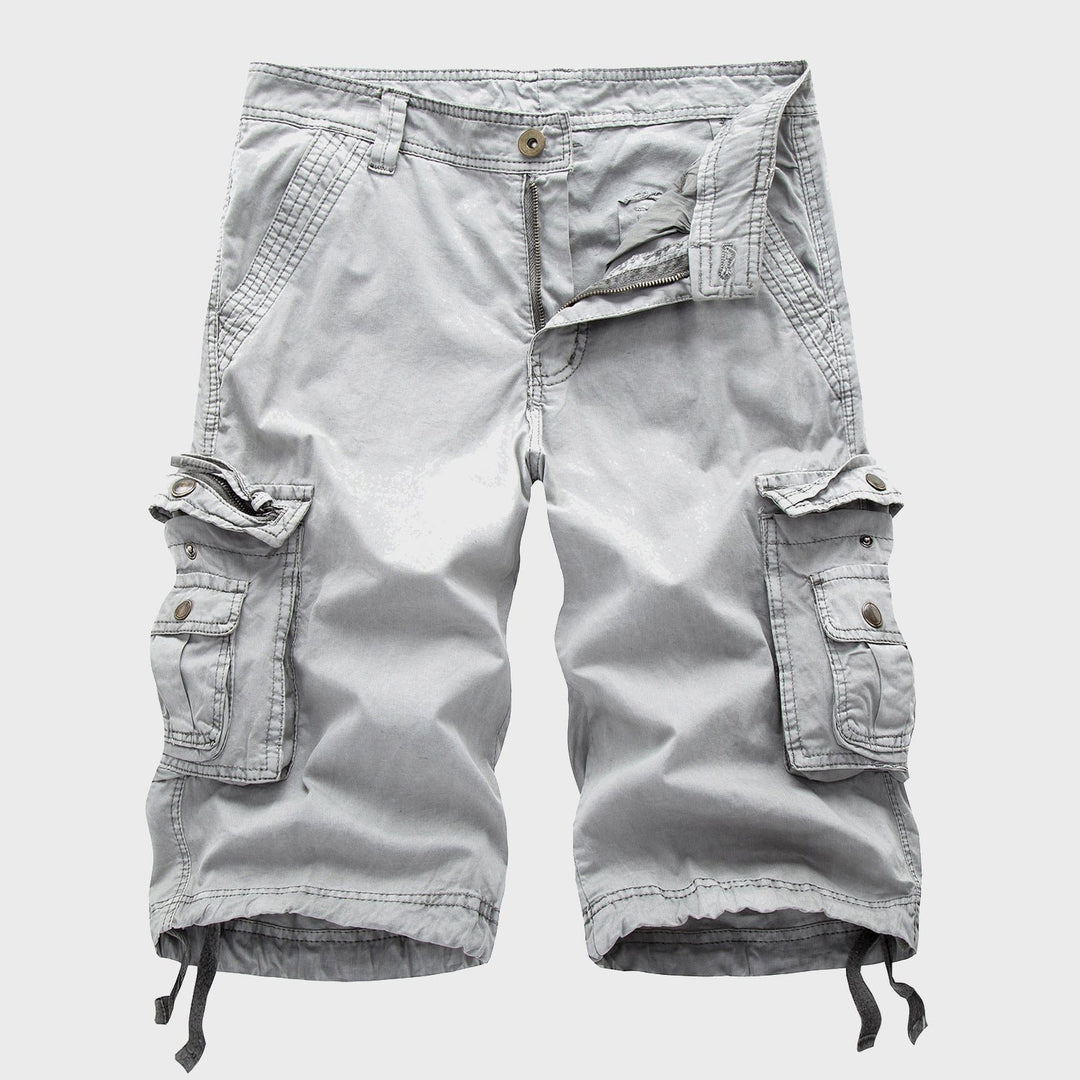 Men's Multi-Pocket Drawstring Cargo Shorts - Gray