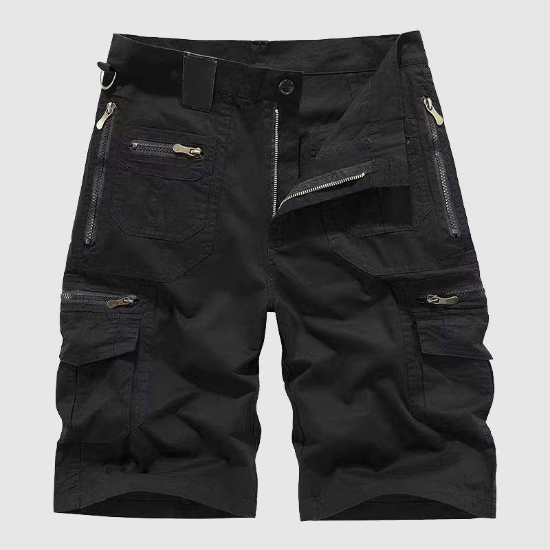 Men's Multi-Pocket Tactical Cargo Shorts - Black