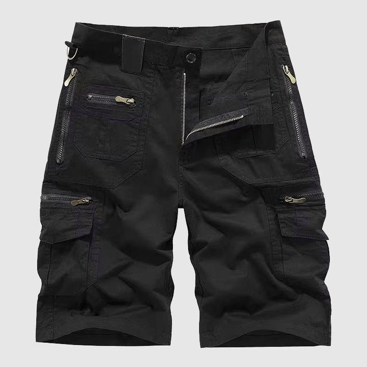 Men's Multi-Pocket Tactical Cargo Shorts - Black