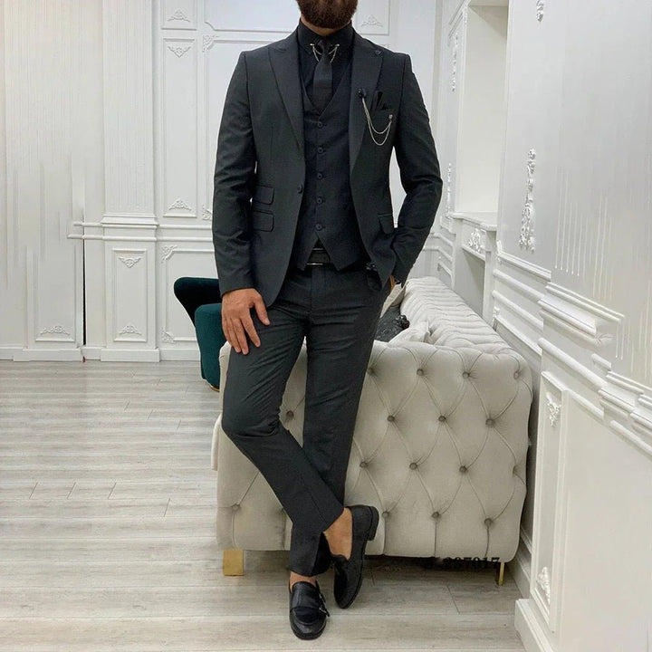 Men's Notch Lapel Single-Breasted Three-Piece Formal Suit