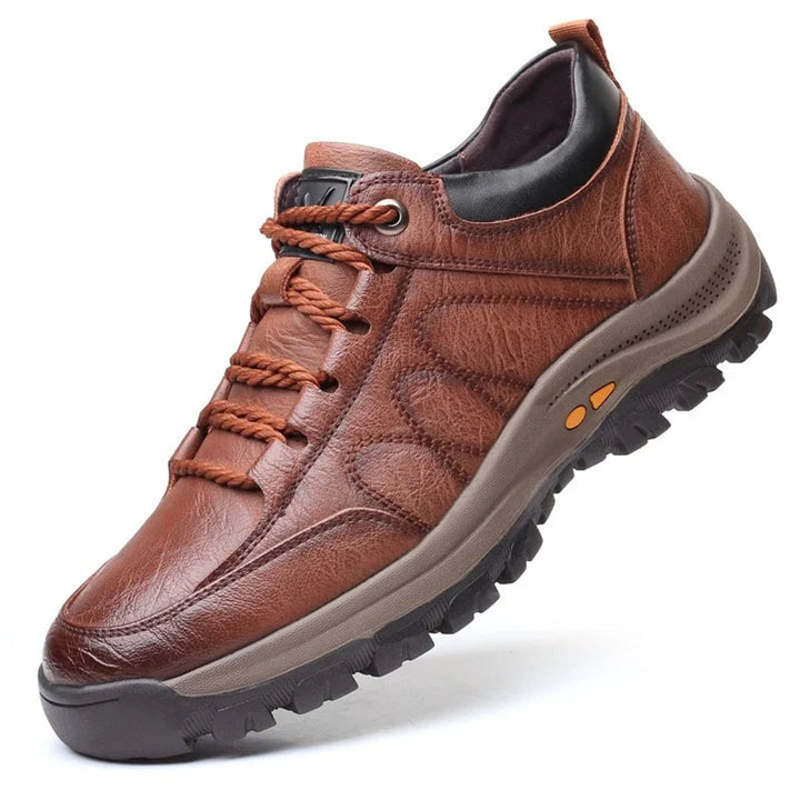 Men's Orthopedic Lace-Up Leather Casual Shoes - Brown