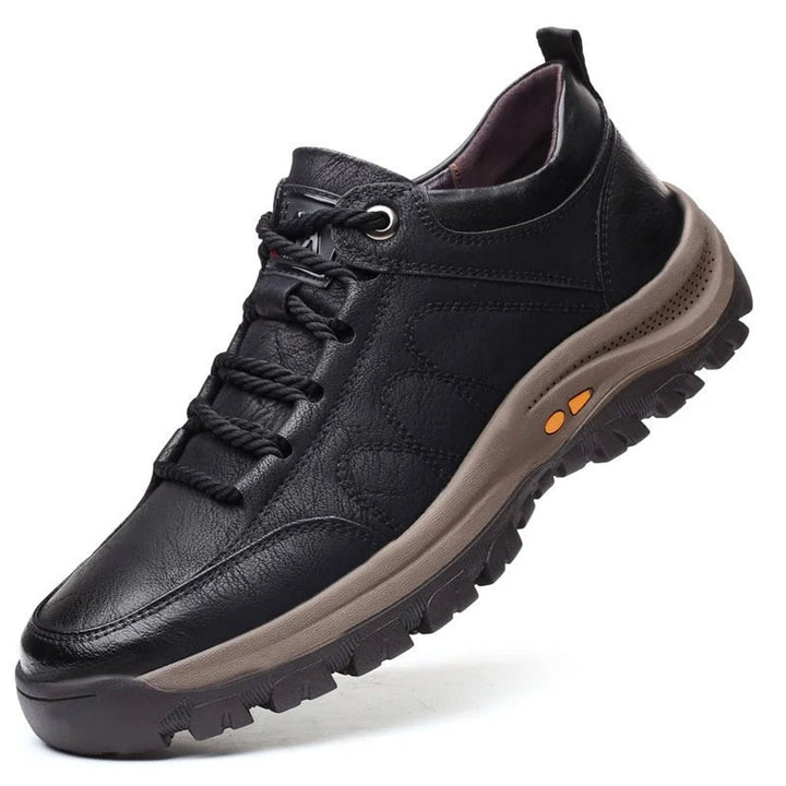 Men's Orthopedic Lace-Up Leather Casual Shoes - Black