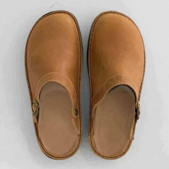 Men's Orthopedic Leather Buckle-Strap Slip-On Clogs