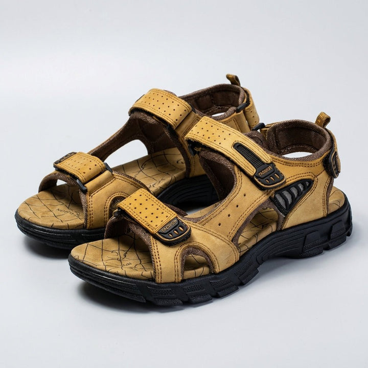 Men's Orthopedic Sandals Adjustable Leather Perforated