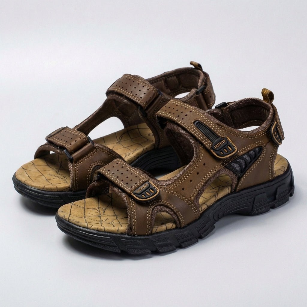 Men's Orthopedic Sandals Adjustable Leather Perforated