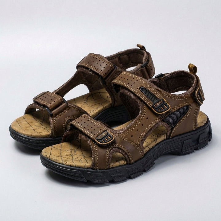 Men's Orthopedic Sandals Adjustable Leather Perforated