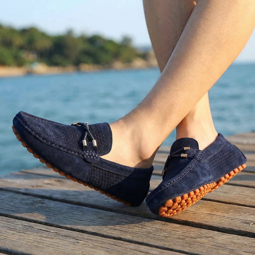 Men's Perforated Suede Slip-On Loafers
