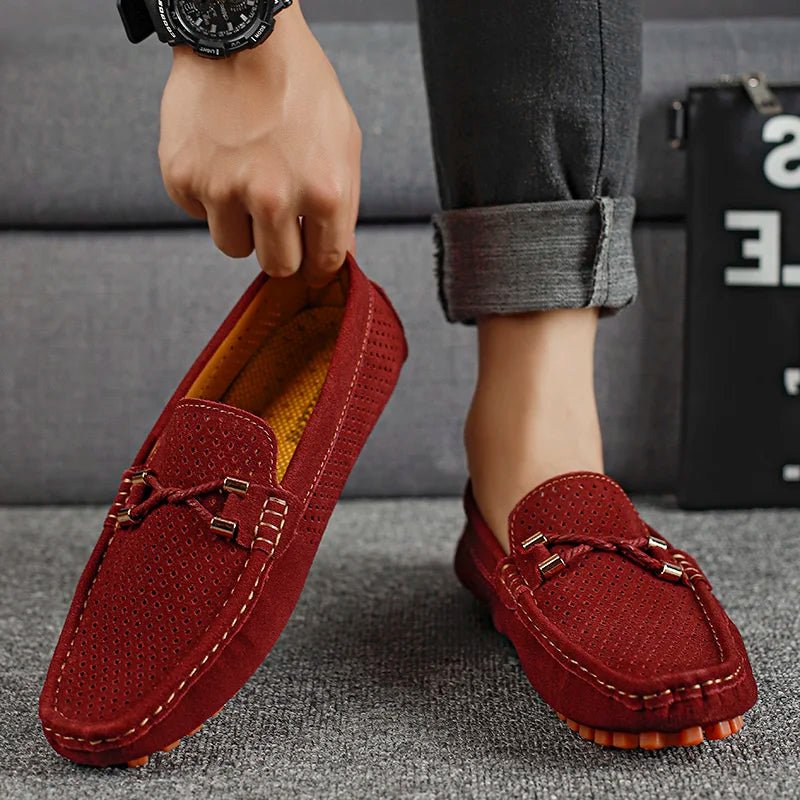 Men's Perforated Suede Slip-On Loafers