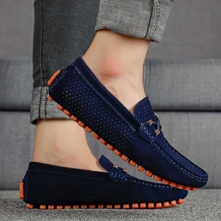 Men's Perforated Suede Slip-On Loafers