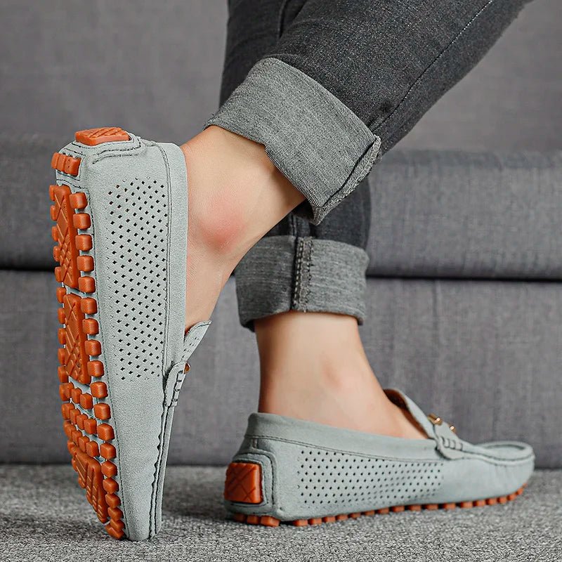 Men's Perforated Suede Slip-On Loafers