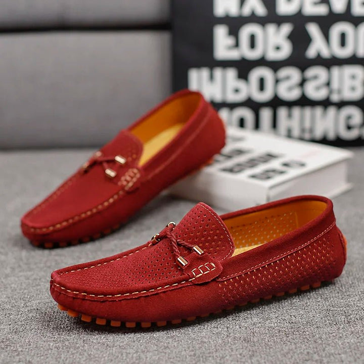 Men's Perforated Suede Slip-On Loafers