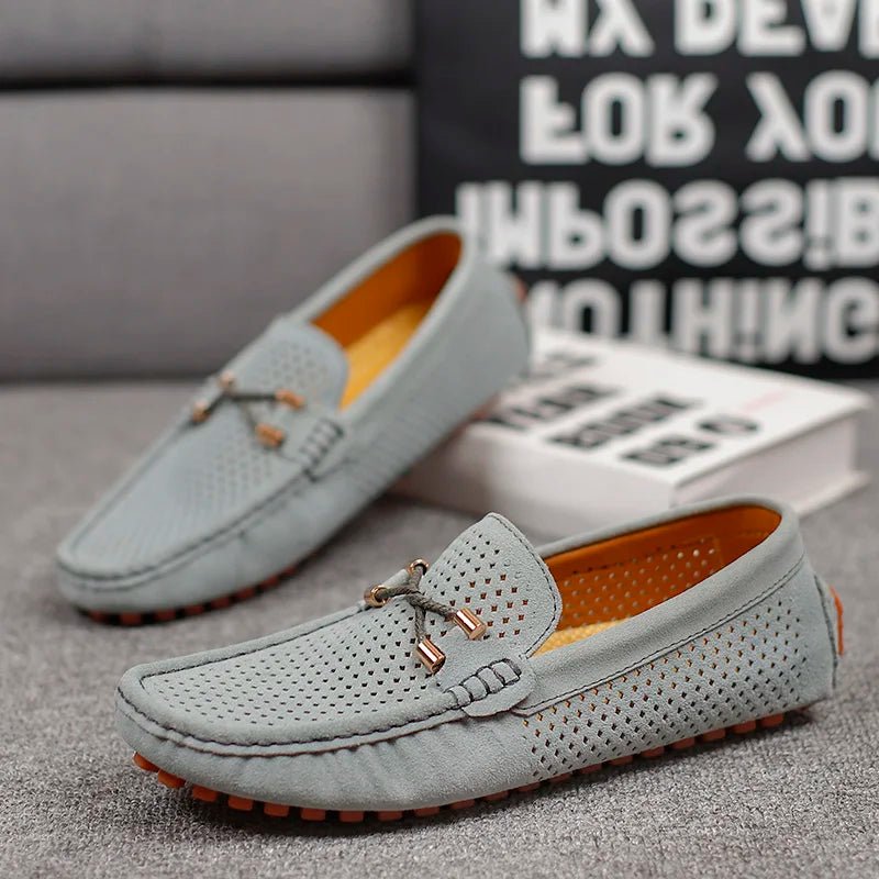 Men's Perforated Suede Slip-On Loafers