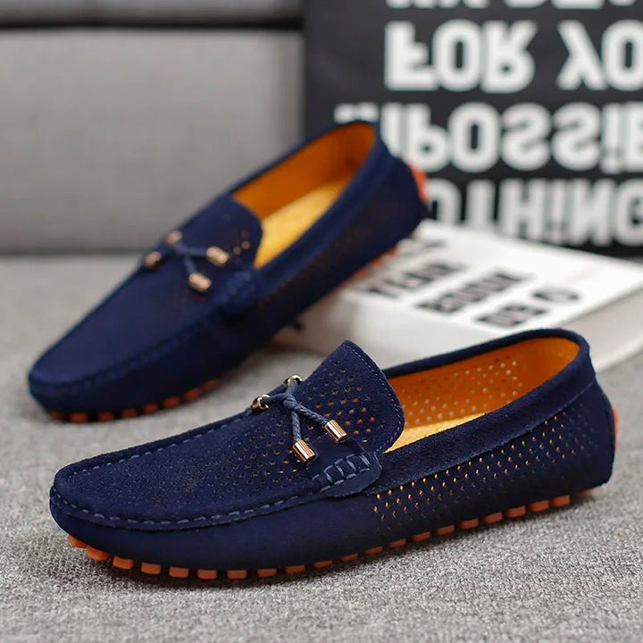 Men's Perforated Suede Slip-On Loafers