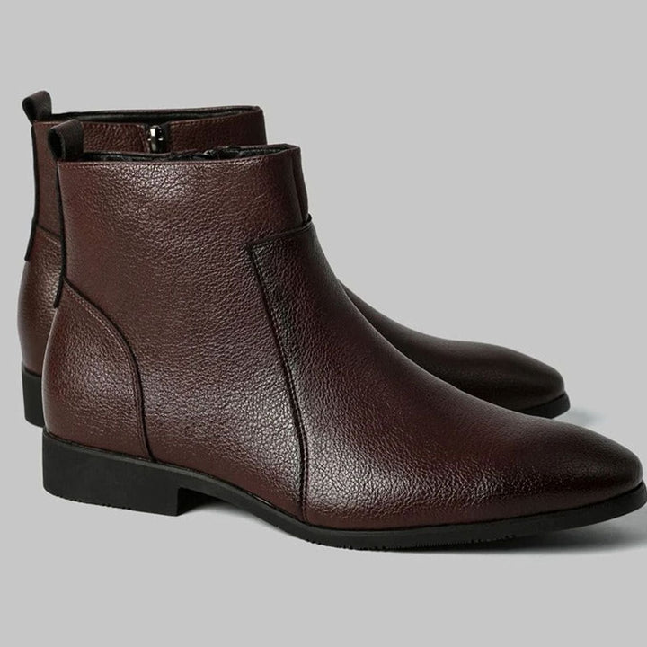 Men's Pointed-Toe Side-Zip Leather Boots