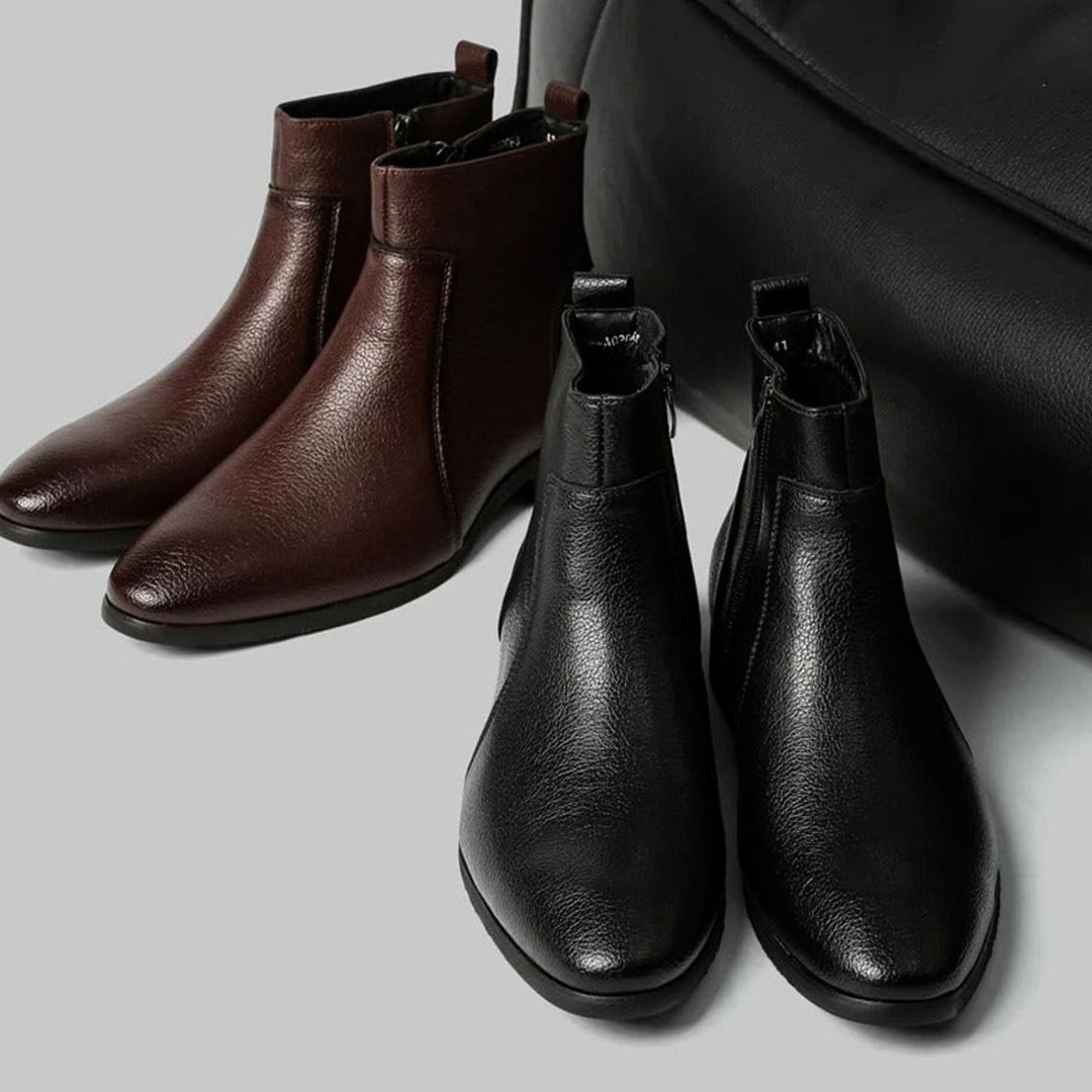 Men's Pointed-Toe Side-Zip Leather Boots
