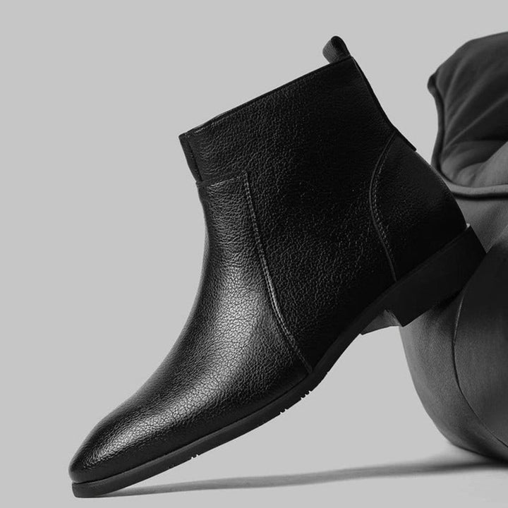 Men's Pointed-Toe Side-Zip Leather Boots