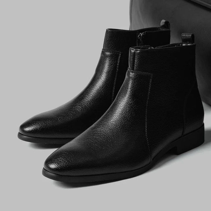 Men's Pointed-Toe Side-Zip Leather Boots