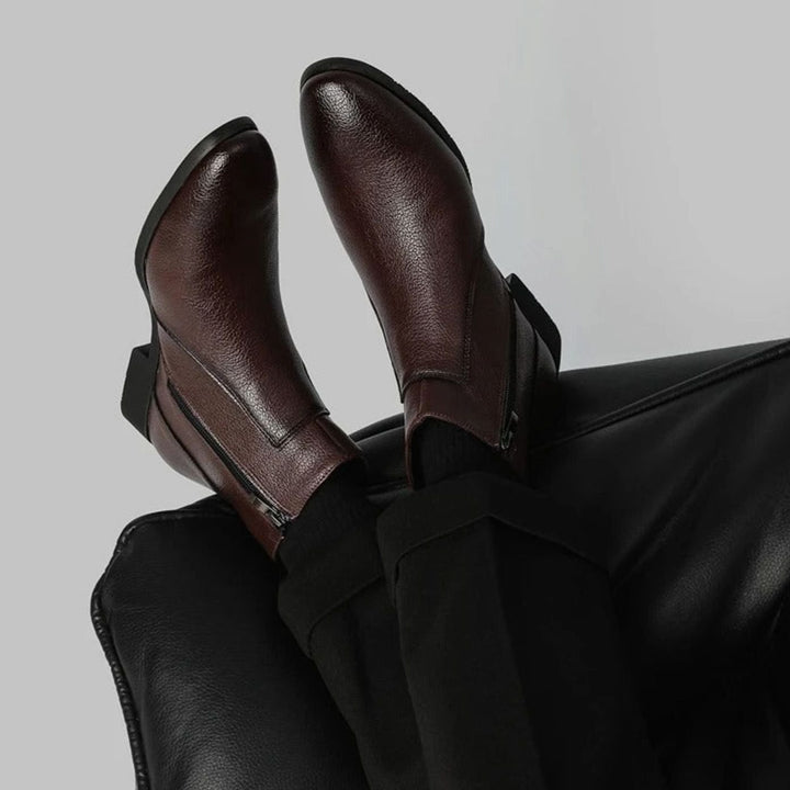 Men's Pointed-Toe Side-Zip Leather Boots