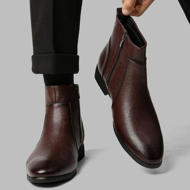Men's Pointed-Toe Side-Zip Leather Boots