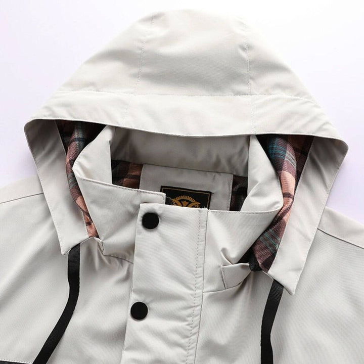 Mens Quilted Jacket Hooded Waterproof Windproof Outdoor Coat