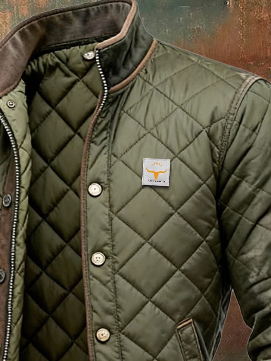 Men's Quilted Jacket Insulated Stand-Collar Bomber