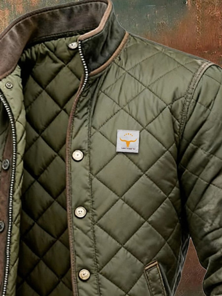 Men's Quilted Jacket Insulated Stand-Collar Bomber