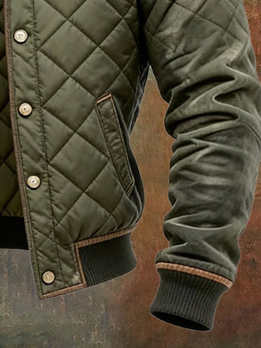 Men's Quilted Jacket Insulated Stand-Collar Bomber