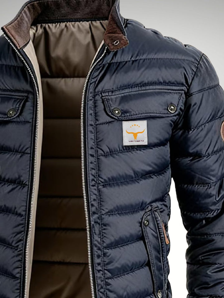 Mens Quilted Jacket Padded Puffer Stand Collar Winter Coat